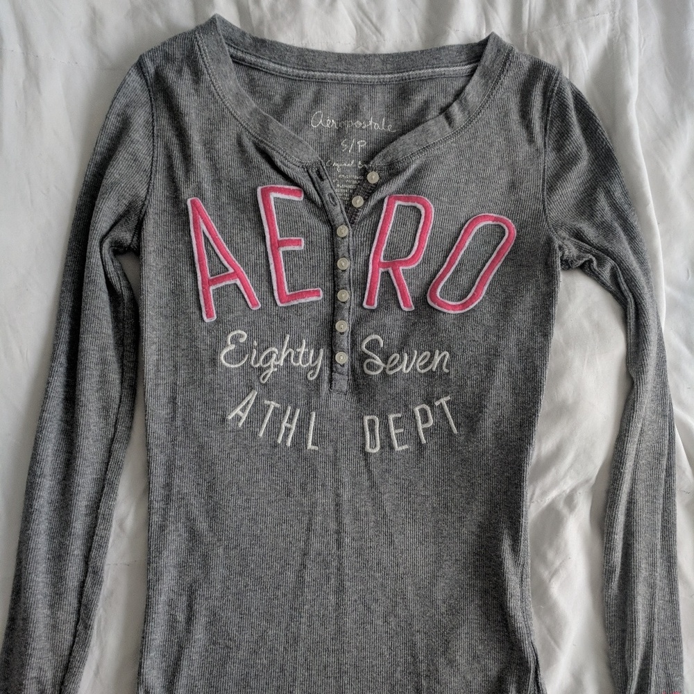 Fitted Ribbed Aeropostale Long Sleeve
